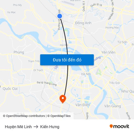 Huyện Mê Linh to Kiến Hưng map