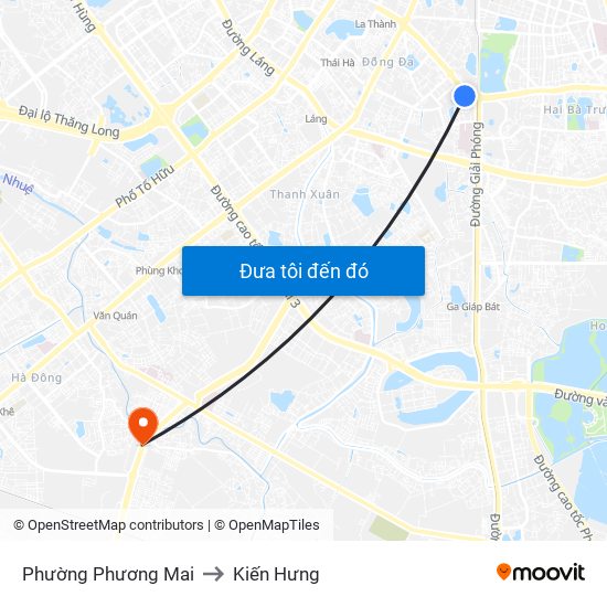 Phường Phương Mai to Kiến Hưng map