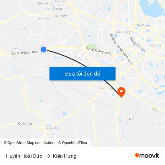 Huyện Hoài Đức to Kiến Hưng map