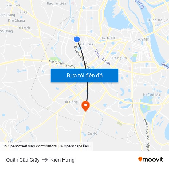 Quận Cầu Giấy to Kiến Hưng map