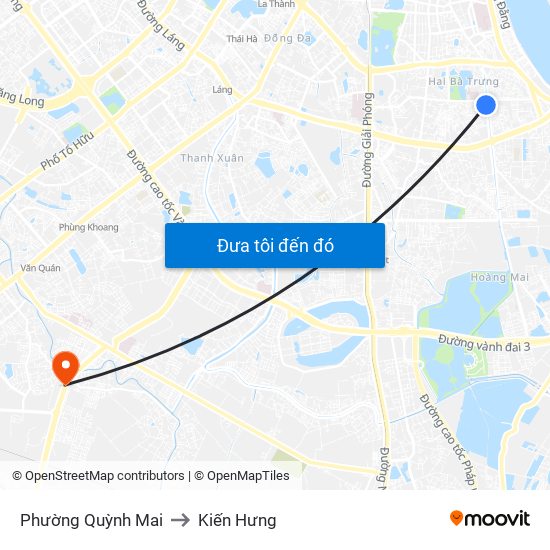 Phường Quỳnh Mai to Kiến Hưng map