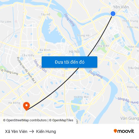 Xã Yên Viên to Kiến Hưng map