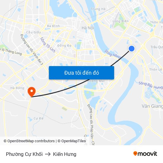 Phường Cự Khối to Kiến Hưng map