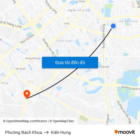 Phường Bách Khoa to Kiến Hưng map