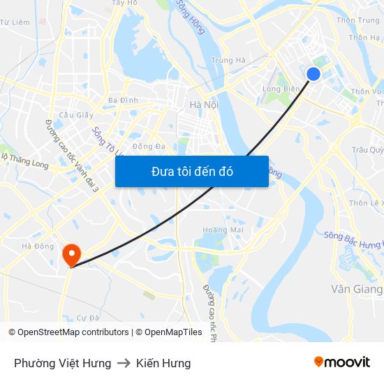 Phường Việt Hưng to Kiến Hưng map