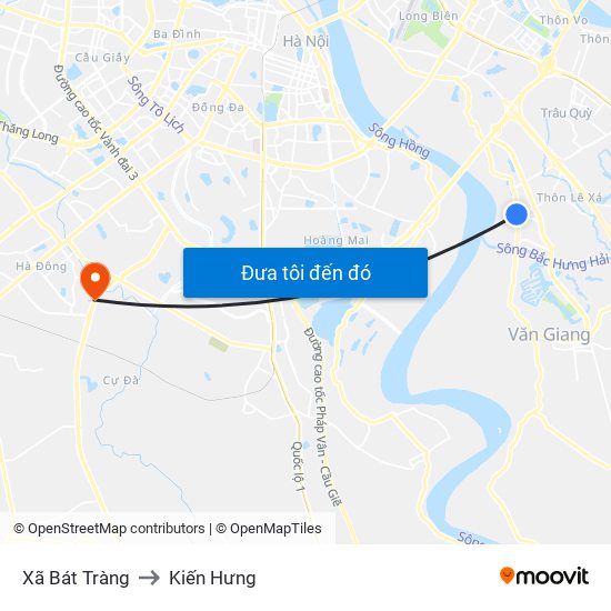 Xã Bát Tràng to Kiến Hưng map
