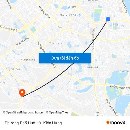 Phường Phố Huế to Kiến Hưng map