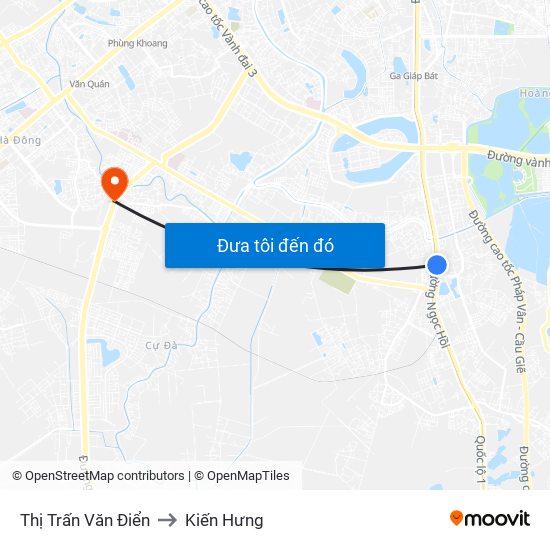 Thị Trấn Văn Điển to Kiến Hưng map