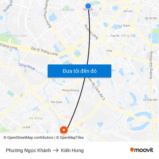 Phường Ngọc Khánh to Kiến Hưng map