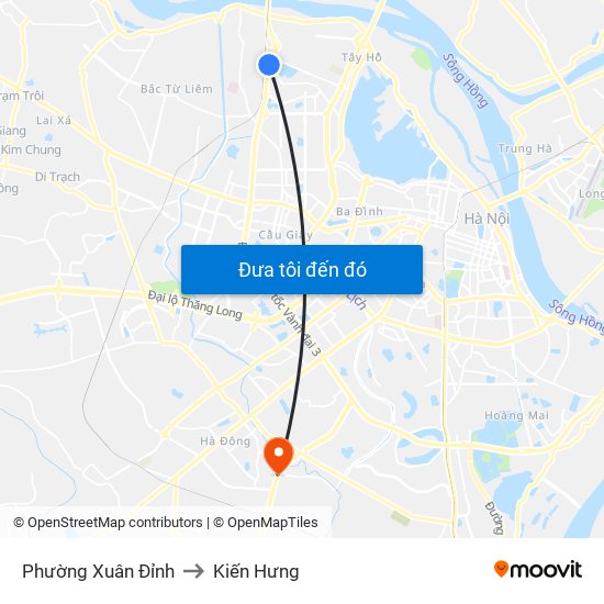 Phường Xuân Đỉnh to Kiến Hưng map