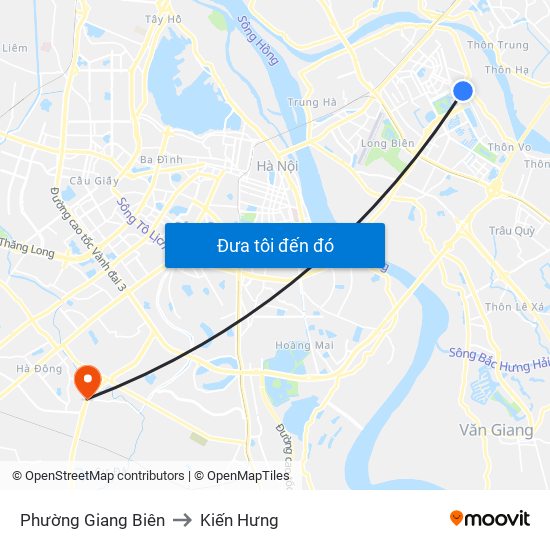 Phường Giang Biên to Kiến Hưng map