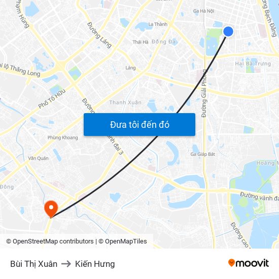 Bùi Thị Xuân to Kiến Hưng map