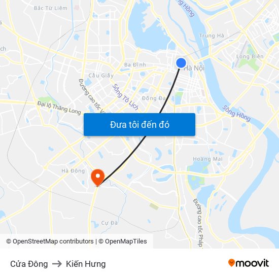 Cửa Đông to Kiến Hưng map