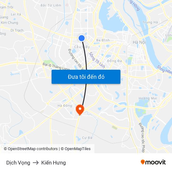 Dịch Vọng to Kiến Hưng map