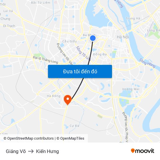 Giảng Võ to Kiến Hưng map