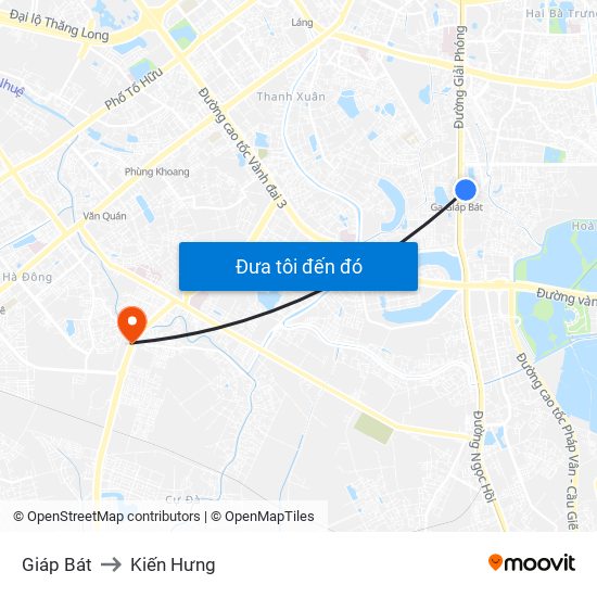 Giáp Bát to Kiến Hưng map