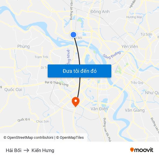 Hải Bối to Kiến Hưng map