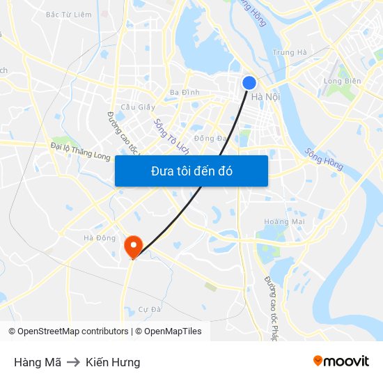 Hàng Mã to Kiến Hưng map