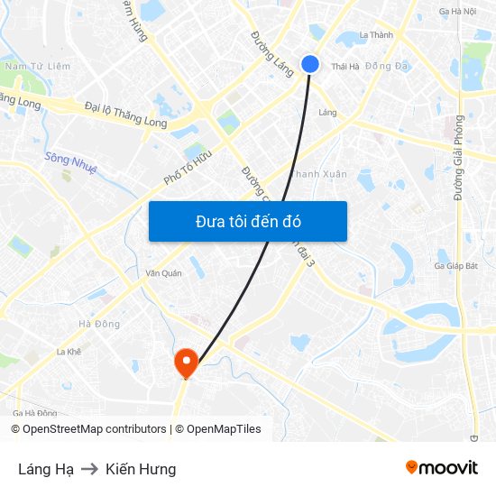 Láng Hạ to Kiến Hưng map