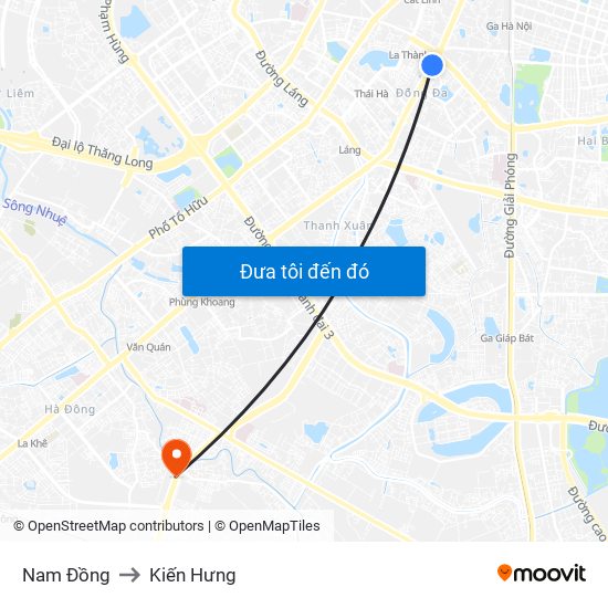 Nam Đồng to Kiến Hưng map