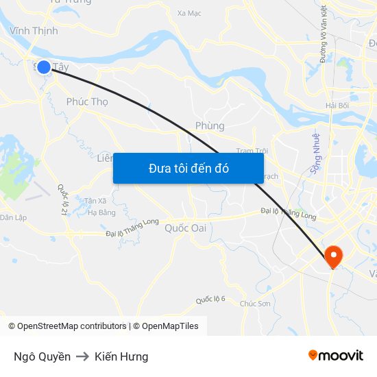 Ngô Quyền to Kiến Hưng map