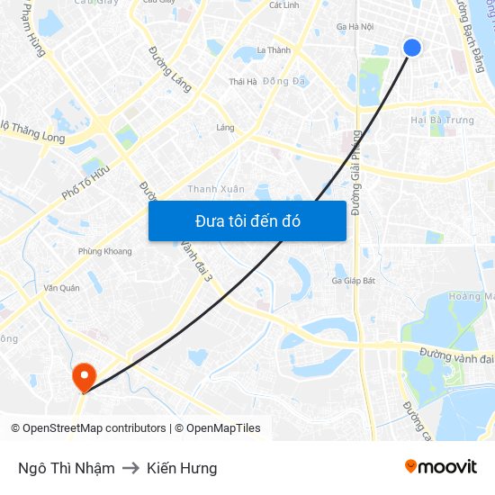 Ngô Thì Nhậm to Kiến Hưng map