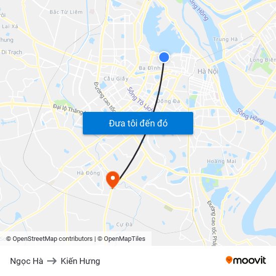 Ngọc Hà to Kiến Hưng map