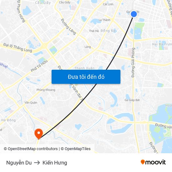 Nguyễn Du to Kiến Hưng map