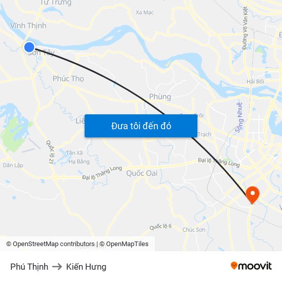 Phú Thịnh to Kiến Hưng map
