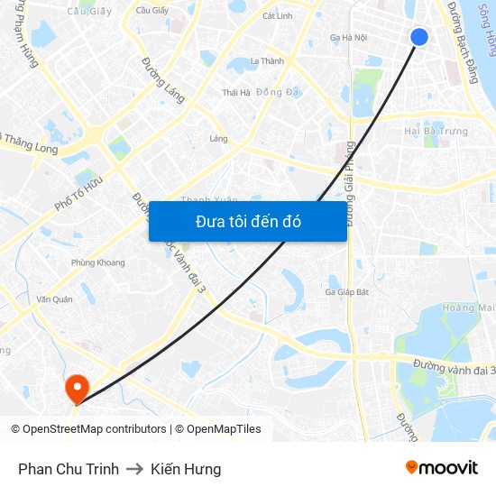 Phan Chu Trinh to Kiến Hưng map