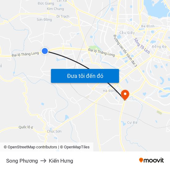 Song Phương to Kiến Hưng map