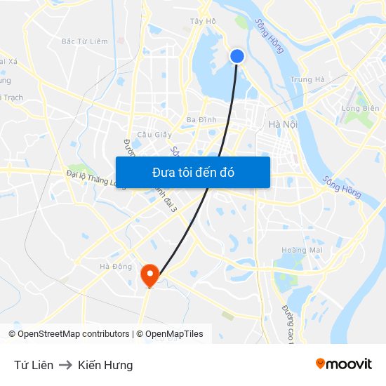 Tứ Liên to Kiến Hưng map