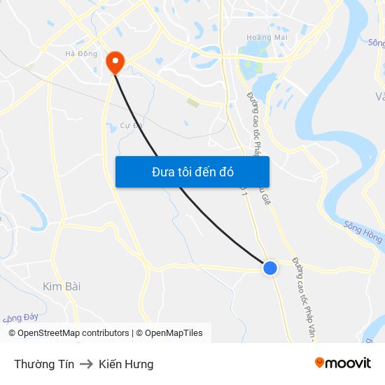 Thường Tín to Kiến Hưng map