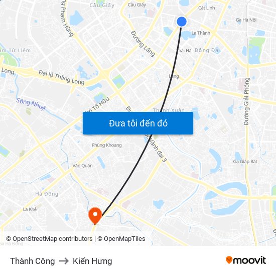 Thành Công to Kiến Hưng map