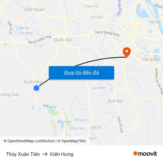 Thủy Xuân Tiên to Kiến Hưng map
