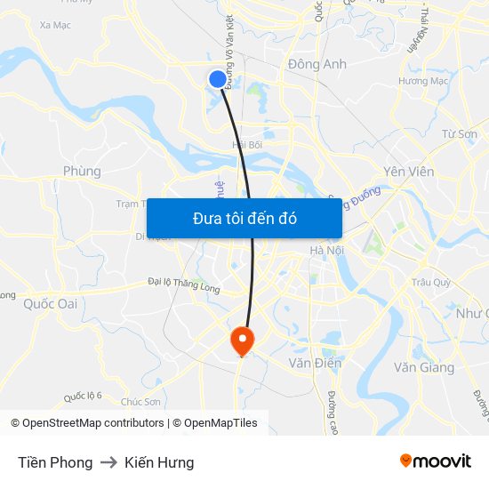 Tiền Phong to Kiến Hưng map