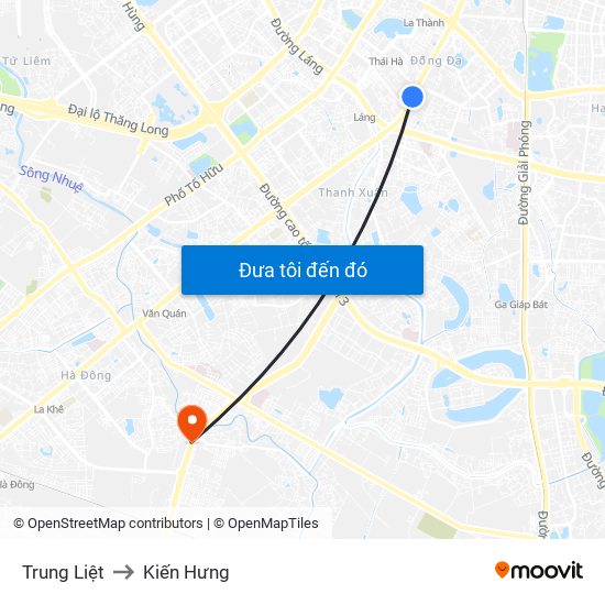 Trung Liệt to Kiến Hưng map