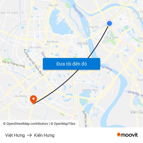 Việt Hưng to Kiến Hưng map