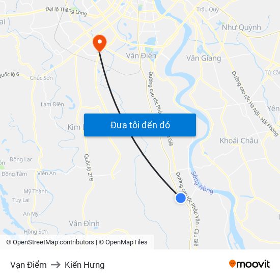 Vạn Điểm to Kiến Hưng map