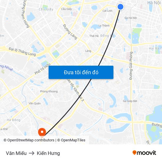 Văn Miếu to Kiến Hưng map