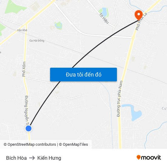 Bích Hòa to Kiến Hưng map