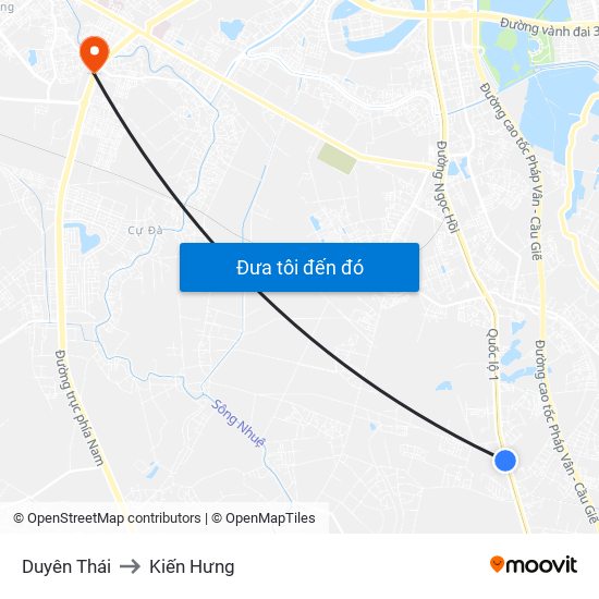 Duyên Thái to Kiến Hưng map