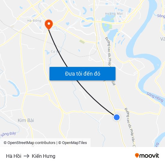 Hà Hồi to Kiến Hưng map