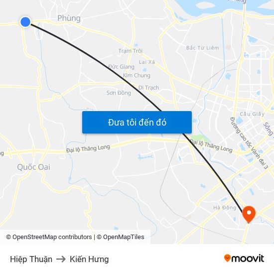 Hiệp Thuận to Kiến Hưng map