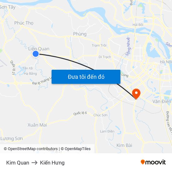 Kim Quan to Kiến Hưng map