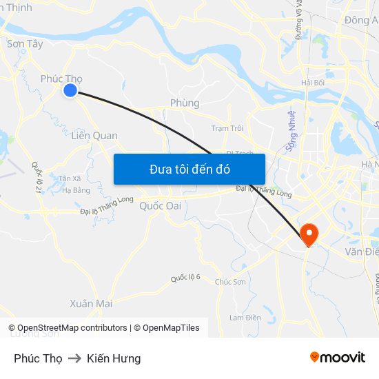 Phúc Thọ to Kiến Hưng map