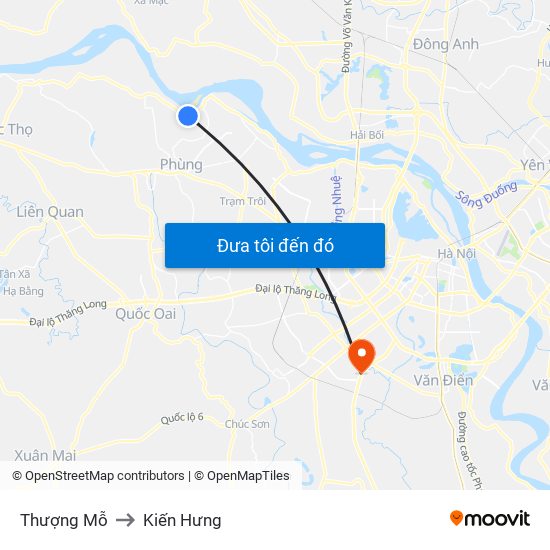 Thượng Mỗ to Kiến Hưng map