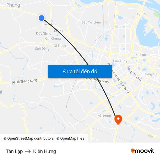 Tân Lập to Kiến Hưng map