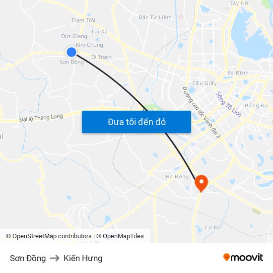 Sơn Đồng to Kiến Hưng map