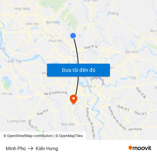 Minh Phú to Kiến Hưng map